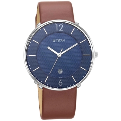 Picture of Titan 1849Sl03 Minimals Watch With Blue Dial & Analog With Date Function