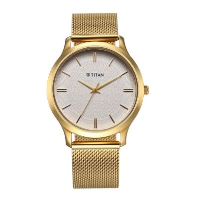 Picture of Titan 1825Ym11 Karishma Quartz Analog White Dial Stainless Steel Strap Watch For Men