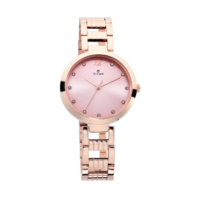 Picture of Titan 2480Wm03 Sparkle Pink Dial Analog Stainless Steel Strap Watch For Women