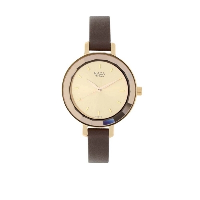 Picture of Titan 2575Wl01 Raga Viva Rose Gold Dial Women Watch With Leather Strap