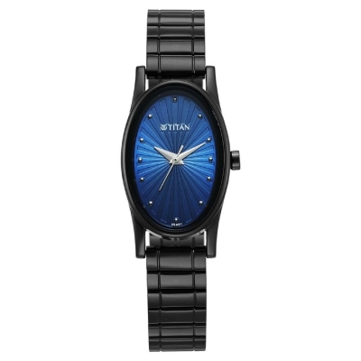 Picture of Titan 2759Nm01 Karishma Quartz Analog Blue Dial Black Stainless Steel Strap Watch For Women