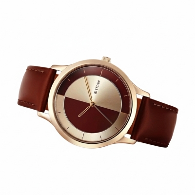 Picture of Titan 1825Wl04 Yin & Yang Red Dial Analog Leather Strap Watch For Men