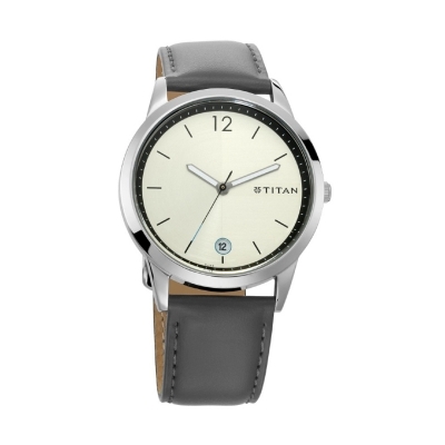 Picture of Titan 1806Sl03 Quartz Analog With Date Silver Dial Leather Strap Watch For Men