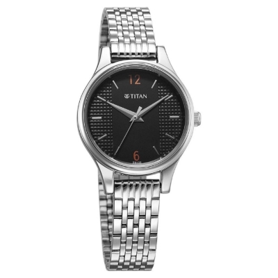Picture of Titan 2679Sm02 Karishma Quartz Analog Black Dial Silver Stainless Steel Strap Watch For Women
