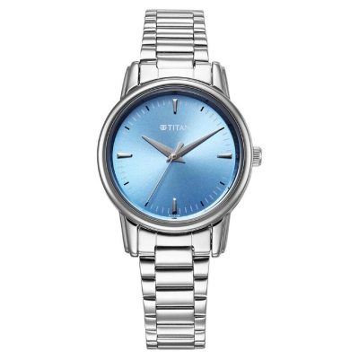 Picture of Titan 2760Sm02 Karishma Quartz Analog Blue Dial Silver Stainless Steel Strap Watch For Women