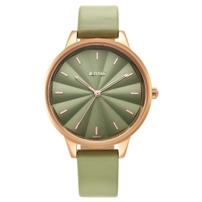 Picture of Titan 2648Wl06 Neo Green Dial Analog Leather Strap Watch For Women