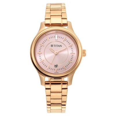 Picture of Titan Quartz A Quartz Analog With Date Rose Gold Dial Metal Strap Watch For Women (2638Wm01)