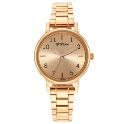 Picture of Titan 2678Wm01 Ladies Karishma Rose Gold Dial Metal Strap Watch