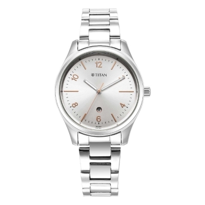 Picture of Titan 2639Sm09 Urban Silver White Dial Women Watch With Metal Strap
