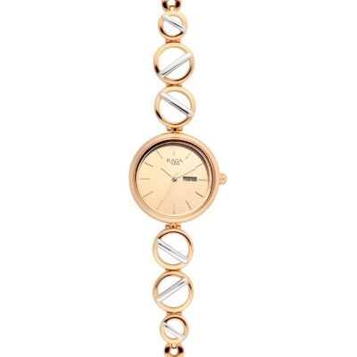 Picture of Titan 2644Km02 Raga Viva Rose Gold Dial Women Watch With Metal Strap