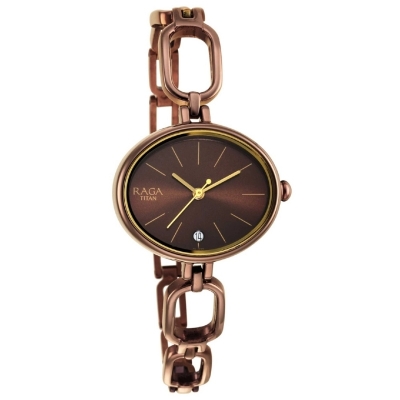 Picture of Titan 2667Qm01 Raga Viva Brown Dial Analog Metal Strap Watch For Women