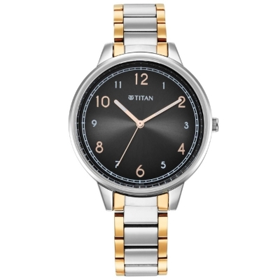 Picture of Titan 2648Km02 Trendsetters Anthracite Dial Women Watch With Stainless Steel Strap