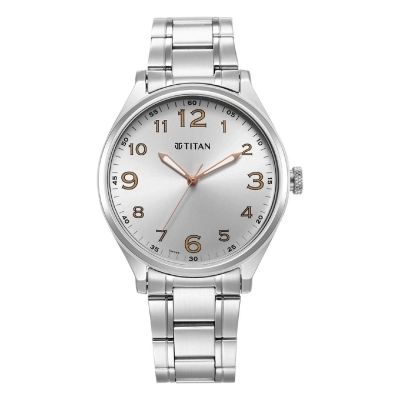 Picture of Titan 1802Sm08 Urban Analog Silver White Dial Metal Strap Watch For Men