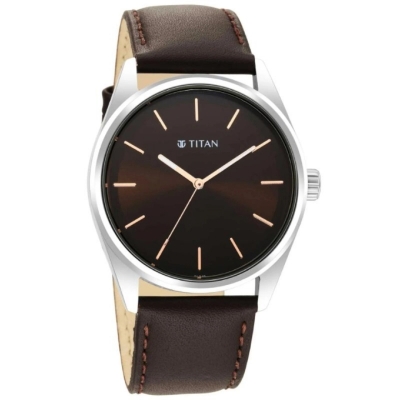 Picture of Titan Workwear Workwear Brown Dial Analog Leather Strap Watch Men (1866Sl02)