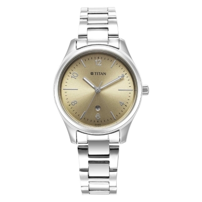 Picture of Titan 2639Sm10 Urban Beige Dial Analog Metal Strap Watch For Women