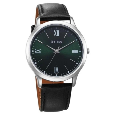 Picture of Titan Karishma Karishma Quartz Analog Green Dial Leather Strap Watch For Men (1825Sl16)
