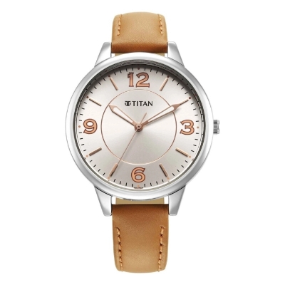 Picture of Titan 2617Sl07 Urban Silver White Dial Analog Leather Strap Watch