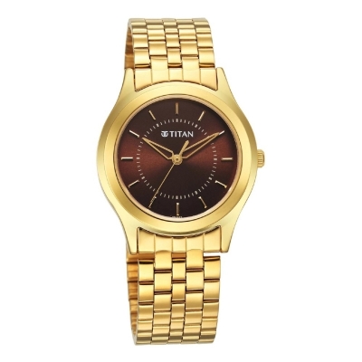 Picture of Titan 1648Ym06 Karishma Zing Quartz Analog Brown Dial Stainless Steel Strap Watch For Men