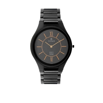 Picture of Titan 1696Nc01 Edge Ceramic Slim Ceramic Strap Rich Black Dial Analog Watch