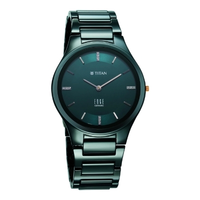 Picture of Titan 1696Qc09 Edge Ceramic Slim Ceramic Strap With Diamonds Analog Watch For Men