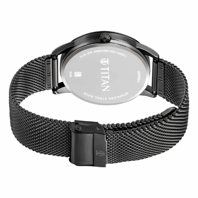 Picture of Titan 1806Qm01 Elmnt Gun Metal Analog Stainless Steel Strap Watch For Men