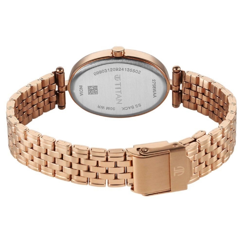 Picture of Titan 2758Wm01 Karishma Quartz Analog Silver Dial Rose Gold Stainless Steel Strap Watch For Women