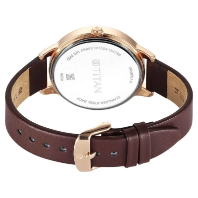 Picture of Titan 2648Wl09 Neo Quartz Analog Maroon Dial Leather Strap Watch For Women