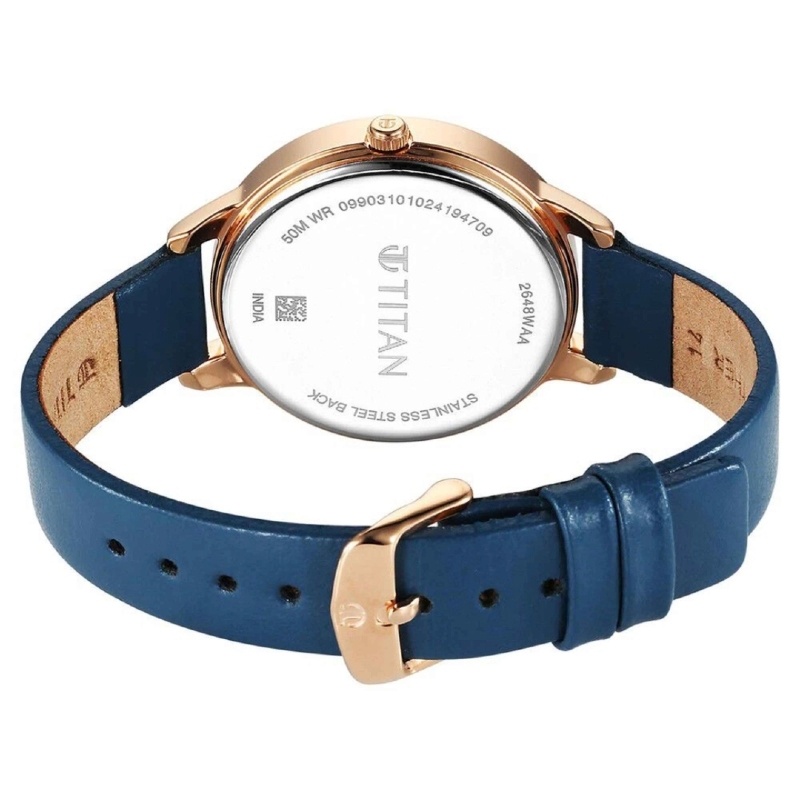 Picture of Titan 2648Wl08 Neo Quartz Analog Blue Dial Leather Strap Watch For Women