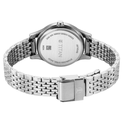 Picture of Titan 2679Sm02 Karishma Quartz Analog Black Dial Silver Stainless Steel Strap Watch For Women