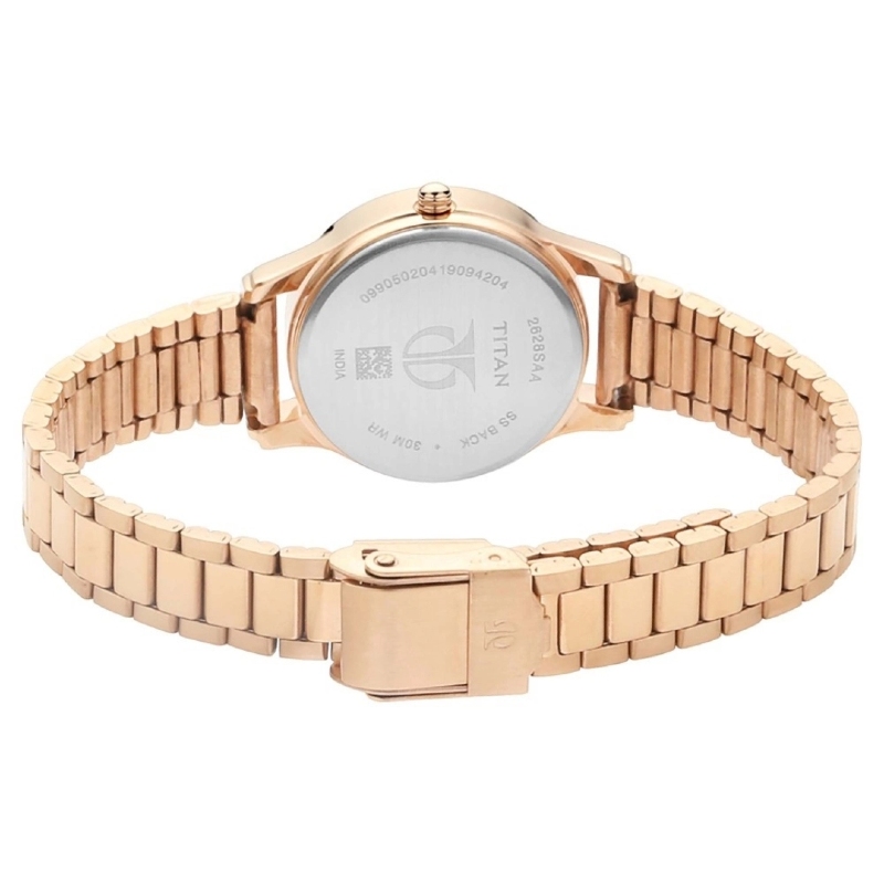 Picture of Titan 2628Wm01 Quartz Analog With Date Silver Dial Metal Strap Watch For Women