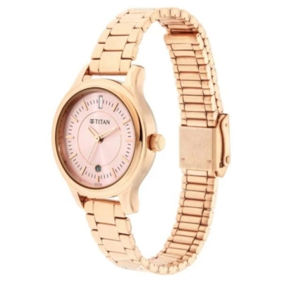 Picture of Titan Quartz A Quartz Analog With Date Rose Gold Dial Metal Strap Watch For Women (2638Wm01)