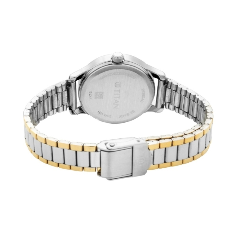 Picture of Titan 2638Bm01 Quartz Analog With Date Silver Dial Metal Strap Watch For Women
