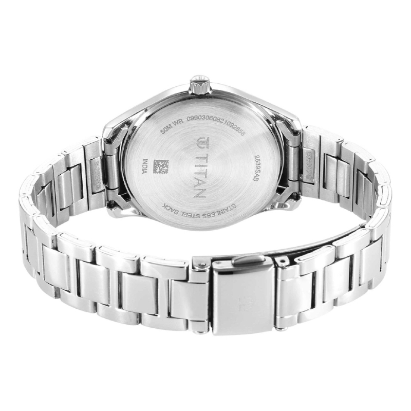 Picture of Titan 2639Sm09 Urban Silver White Dial Women Watch With Metal Strap