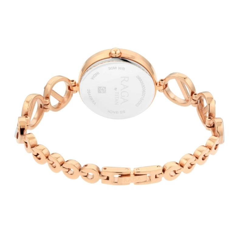 Picture of Titan 2644Km02 Raga Viva Rose Gold Dial Women Watch With Metal Strap