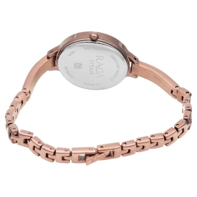 Picture of Titan 2578Qm01 Quartz Analog With Date Rose Gold Dial Metal Strap Watch