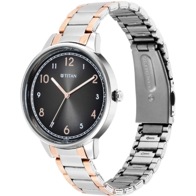 Picture of Titan 2648Km02 Trendsetters Anthracite Dial Women Watch With Stainless Steel Strap
