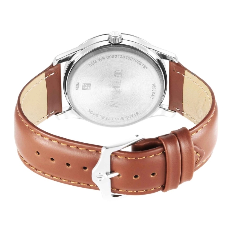 Picture of Titan 1823Sl07 Urban Analog Blue Dial Leather Strap Watch For Men