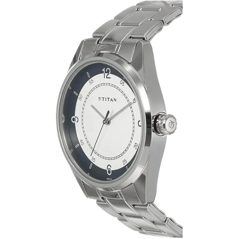 Picture of Titan Men'S Ti Men'S Timeless Charm: Men'S Analog Watch With White Dial And Metal Strap (1729Sm04)