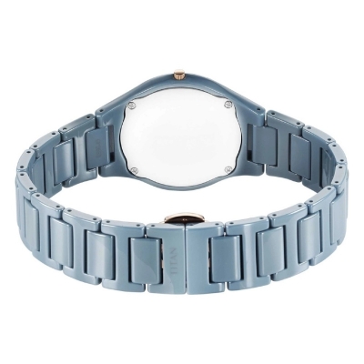 Picture of Titan 2653Qc07 Edge Ceramic Quartz Analog Blue Dial Ceramic Strap Watch