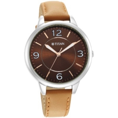 Picture of Titan 2617Sl03 Trendsetters Brown Dial Analog Leather Strap Watch For Women