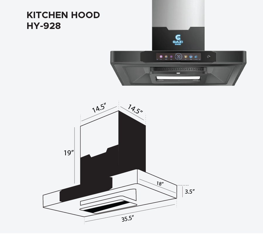 Picture of Gazi Smiss Kitchen Hood HY-928 Size 35.5 inch (Best Price)