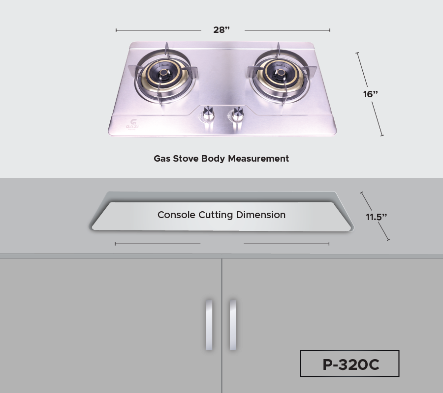 Picture of Gazi Smiss Gas Stove Double Burner Stainless Steel P-320C