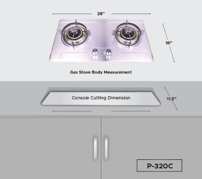 Picture of Gazi Smiss Gas Stove Double Burner Stainless Steel P-320C