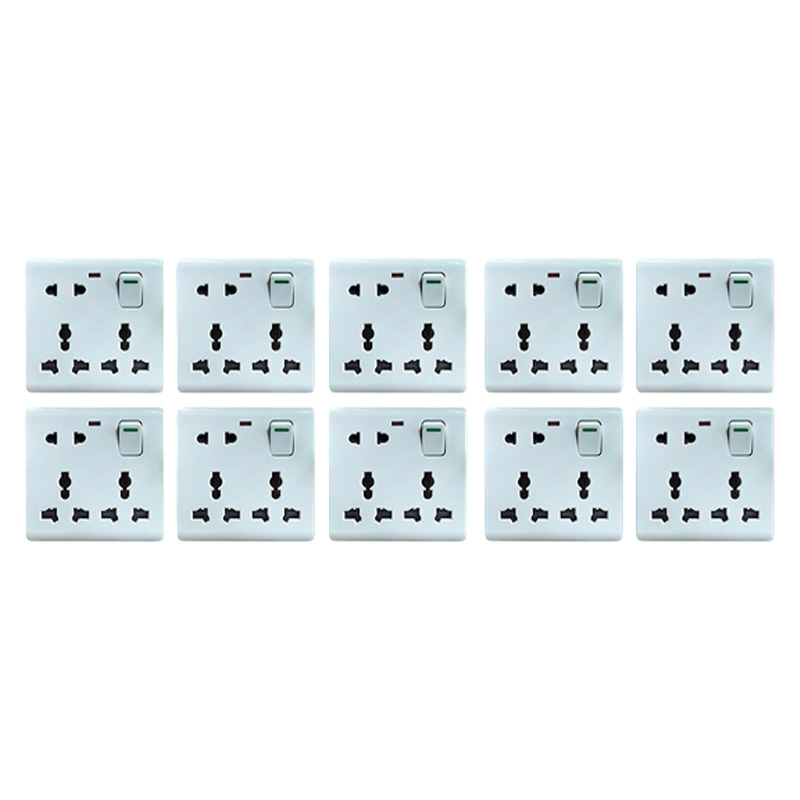 Picture of Bundle of 10 Pieces Multi-Function Universal Wall Gang Socket - 8 Pin Gang Universal Socket - Versatile & Convenient Power Solution - Compatible