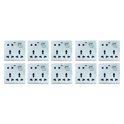Picture of Bundle of 10 Pieces Multi-Function Universal Wall Gang Socket - 8 Pin Gang Universal Socket - Versatile & Convenient Power Solution - Compatible