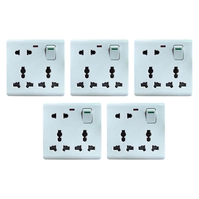 Picture of Bundle of 5 Pieces Multi Function Universal Wall Gang Socket - 8 Pin Gang Universal Socket