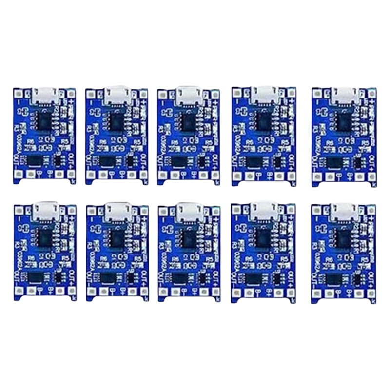 Picture of Bundle of 10 Pieces TP4056 Micro USB Battery Charger Module Circuit Board -  -Use For 18650 Lithium Battery