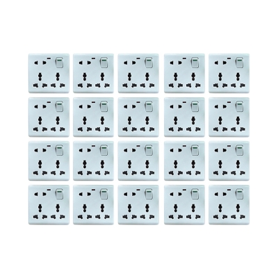 Picture of High Quality - Bundle of 20 Pieces Multi Function Universal Wall Gang Socket - 8 Pin Gang Universal Socket - Reliable and Durable