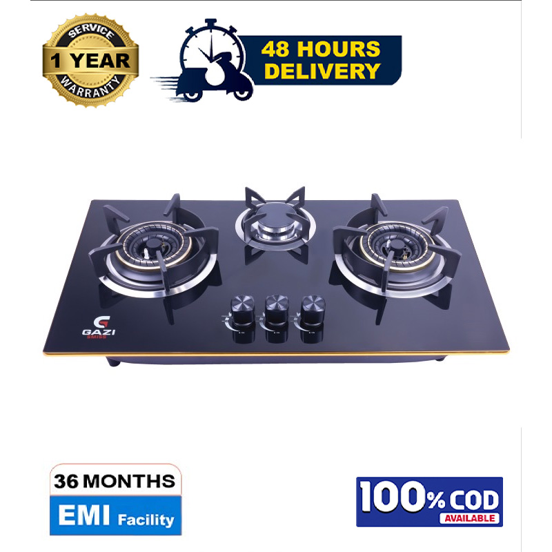 Picture of Gazi Smiss Triple Burner Glass Body Gas Stove EG-B712G