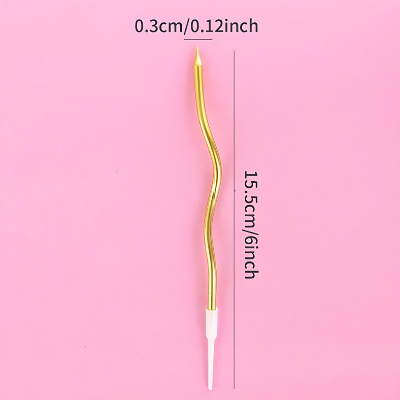 Spiral Twisty Gold & Silver Long Stick Metallic Candle for Birthday, Wedding Party and Cake Decoration- (Pack of 06 Pcs)